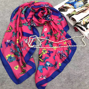 Female small butterfly printed silk scarf
