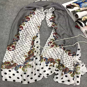 Female black dot silk scarf wholesale
