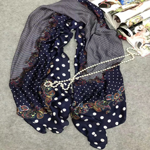 Female black dot silk scarf wholesale