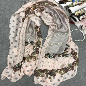 Female black dot silk scarf wholesale