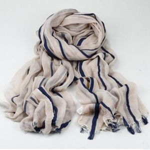 Female stripe cotton tassel scarf wholesale