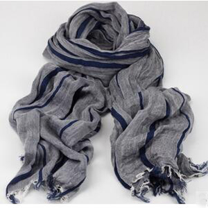 Female stripe cotton tassel scarf wholesale