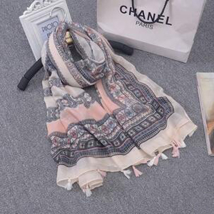 Pure fresh female geometric stars printed cotton linen scarves wholesale