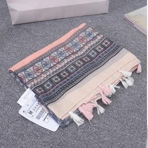 Pure fresh female geometric stars printed cotton linen scarves wholesale