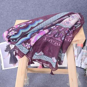 Purple retro female cotton linen scarf wholesale
