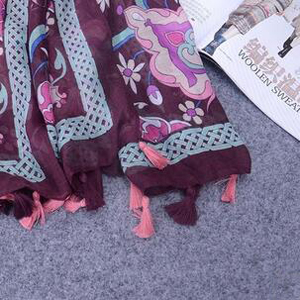 Purple retro female cotton linen scarf wholesale