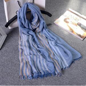 Pure color stripe burrs linen scarf wholesale