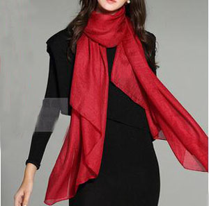 Pure color linen female bead light texture scarf wholesale