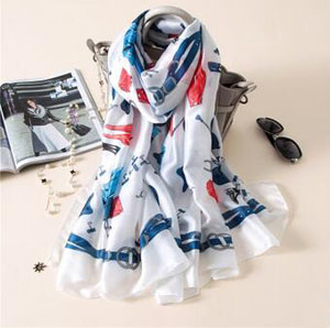 Sweet emulation silk printing scarves wholesale