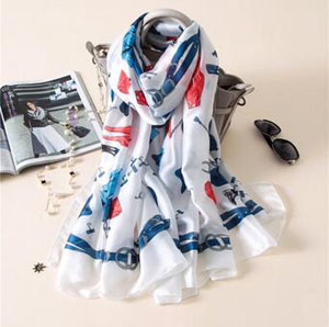 Sweet emulation silk printing scarves wholesale