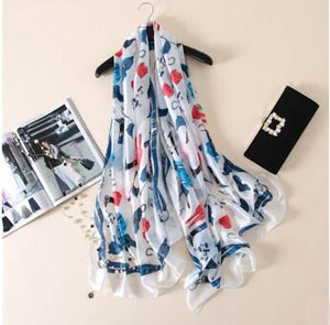Sweet emulation silk printing scarves wholesale