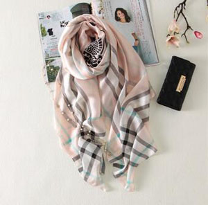 Female carriage grid soft emulation silk wholesale