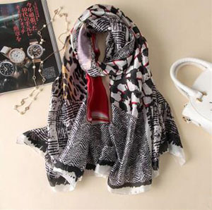 Thin female leopard print emulation silk scarf wholesale