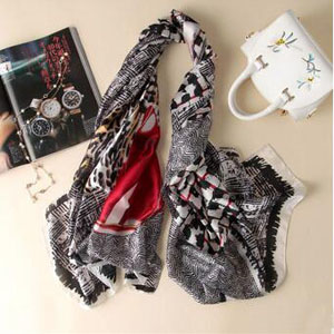 Thin female leopard print emulation silk scarf wholesale