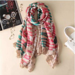 Letters printed striped silk scarves wholesale