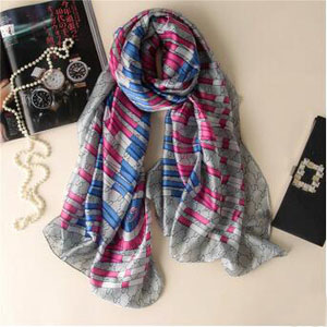 Letters printed striped silk scarves wholesale