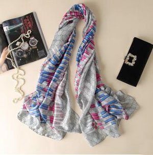 Letters printed striped silk scarves wholesale