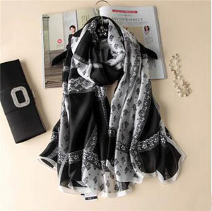 Lace grid printed female scarves wholesale