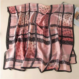 Lace grid printed female scarves wholesale