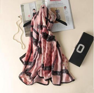 Lace grid printed female scarves wholesale