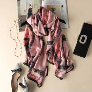 Lace grid printed female scarves wholesale