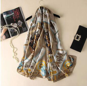 Female carriage chain emulation silk scarves wholesale