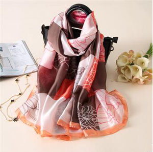 Printed plaid female emulation silk scarves wholesale