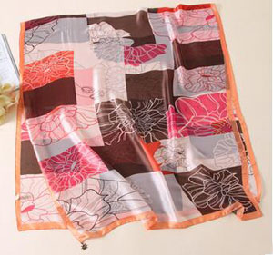 Printed plaid female emulation silk scarves wholesale