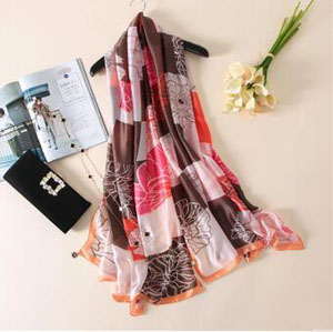 Printed plaid female emulation silk scarves wholesale