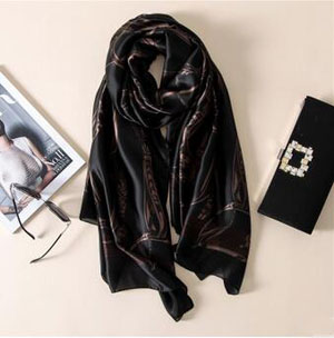 Female chain pattern silk scarves wholesale