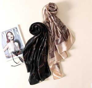 Female chain pattern silk scarves wholesale
