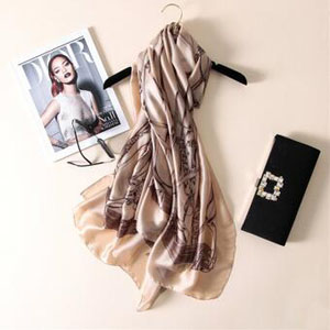 Female chain pattern silk scarves wholesale