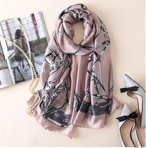 Female chain pattern silk scarves wholesale
