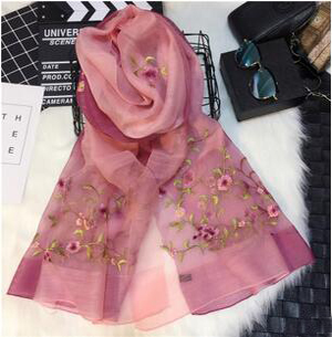 National gradient wind embroidered silk wool scarf wholesale