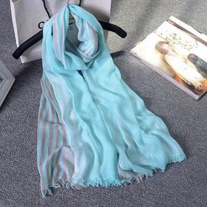 Pure color stripe burrs linen scarf wholesale