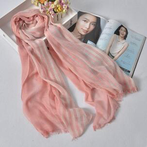 Pure color stripe burrs linen scarf wholesale