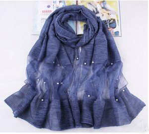 Joker pure color emulation silk nail bead scarf wholesale