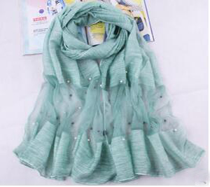 Joker pure color emulation silk nail bead scarf wholesale