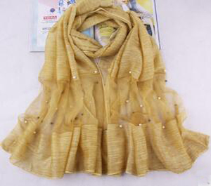 Joker pure color emulation silk nail bead scarf wholesale