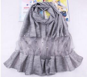Joker pure color emulation silk nail bead scarf wholesale