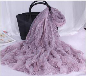 Female floret dyed nail bead emulation silk scarf wholesale