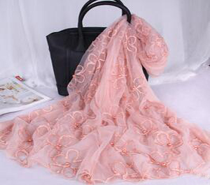Female floret dyed nail bead emulation silk scarf wholesale
