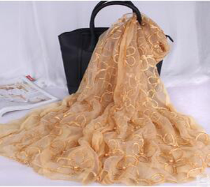 Female floret dyed nail bead emulation silk scarf wholesale