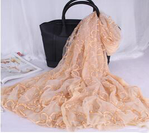 Female floret dyed nail bead emulation silk scarf wholesale