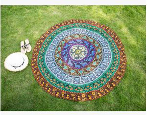 Beach resort peacock flower beach towels round beach mat wholesale