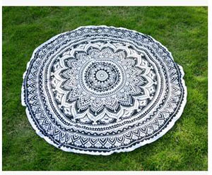 Beach resort peacock flower beach towels round beach mat wholesale