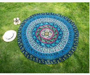 Beach resort peacock flower beach towels round beach mat wholesale