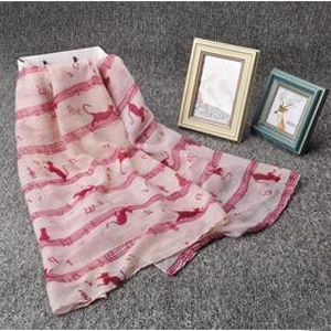 Female voile cute cartoon notes kitten scarf wholesale