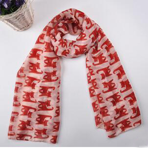 Cute little cat printed female voile scarf wholesale