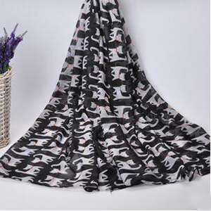 Cute little cat printed female voile scarf wholesale